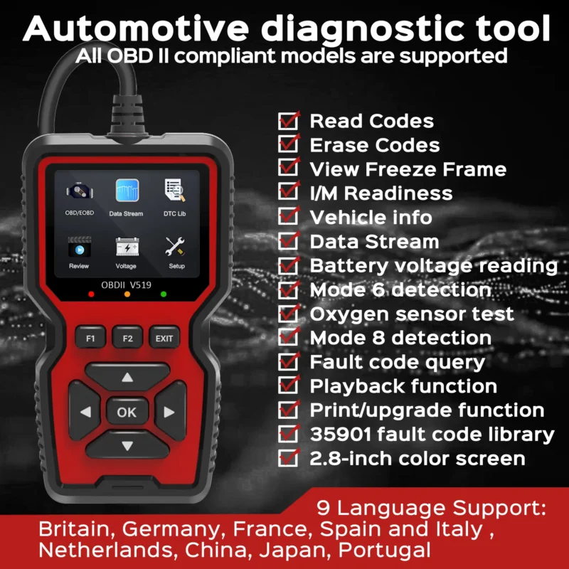 OBD2 Scanner Live Data Professional Mechanic OBDII Diagnostic Code Reader - Image 4