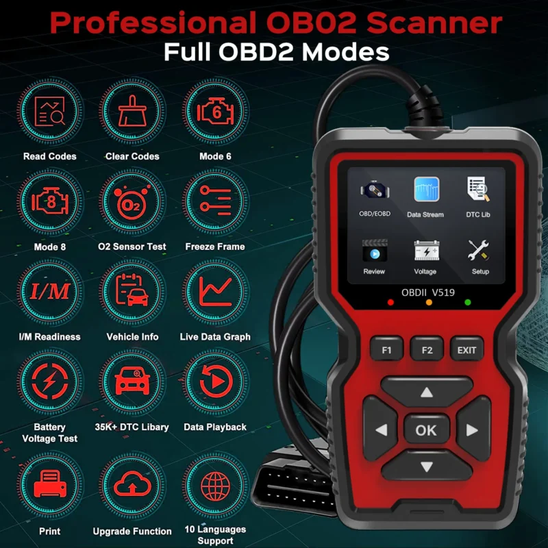 OBD2 Scanner Live Data Professional Mechanic OBDII Diagnostic Code Reader - Image 3